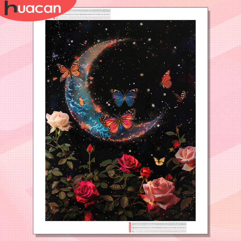 Resin Art Of Rose - HUACAN Diamond Painting 5d Moon Landscape