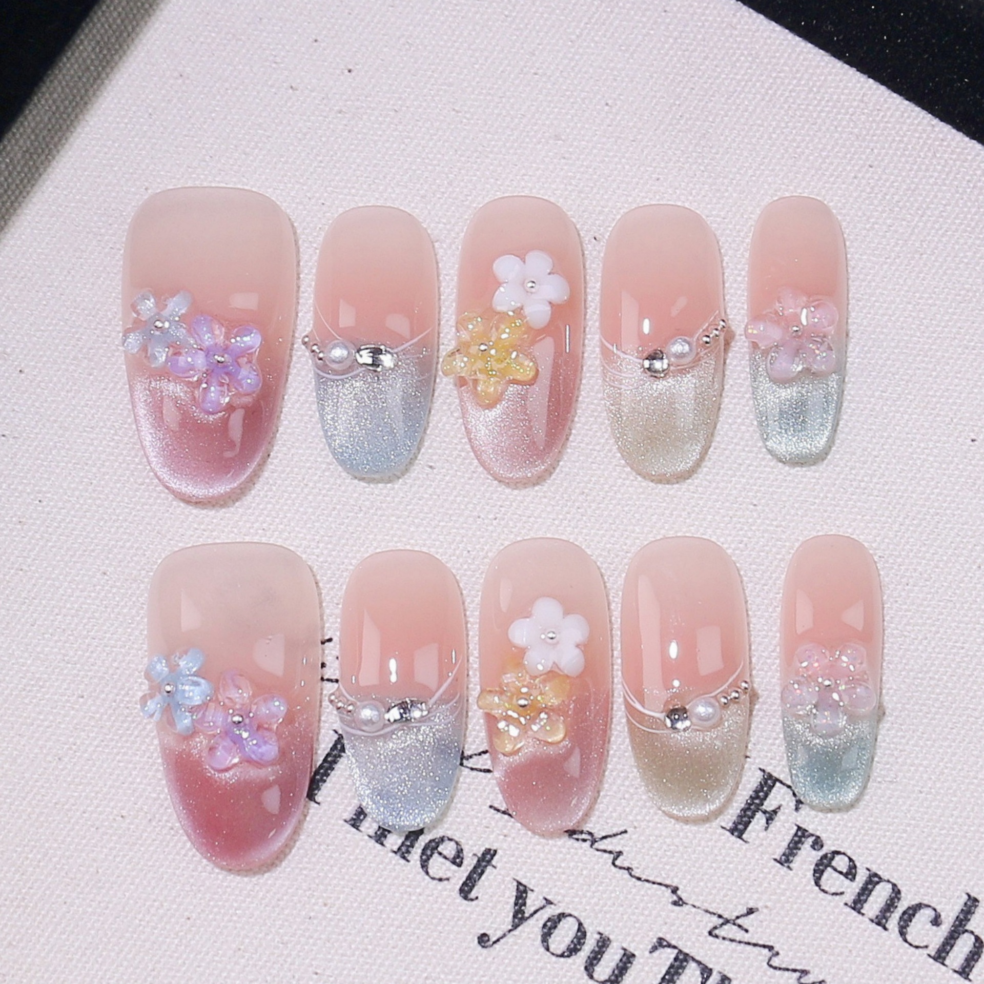 Resin Art With Flowers - 10pcs French Cat's Eye Handmade Fake