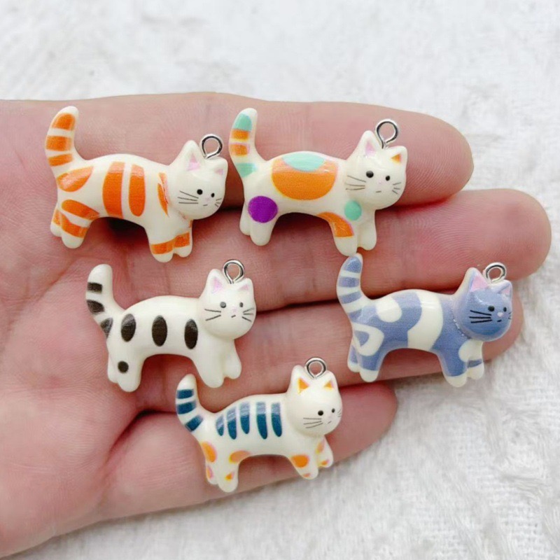 Resin Art Pendant - 10pcs resin cartoon cat animal jewelry