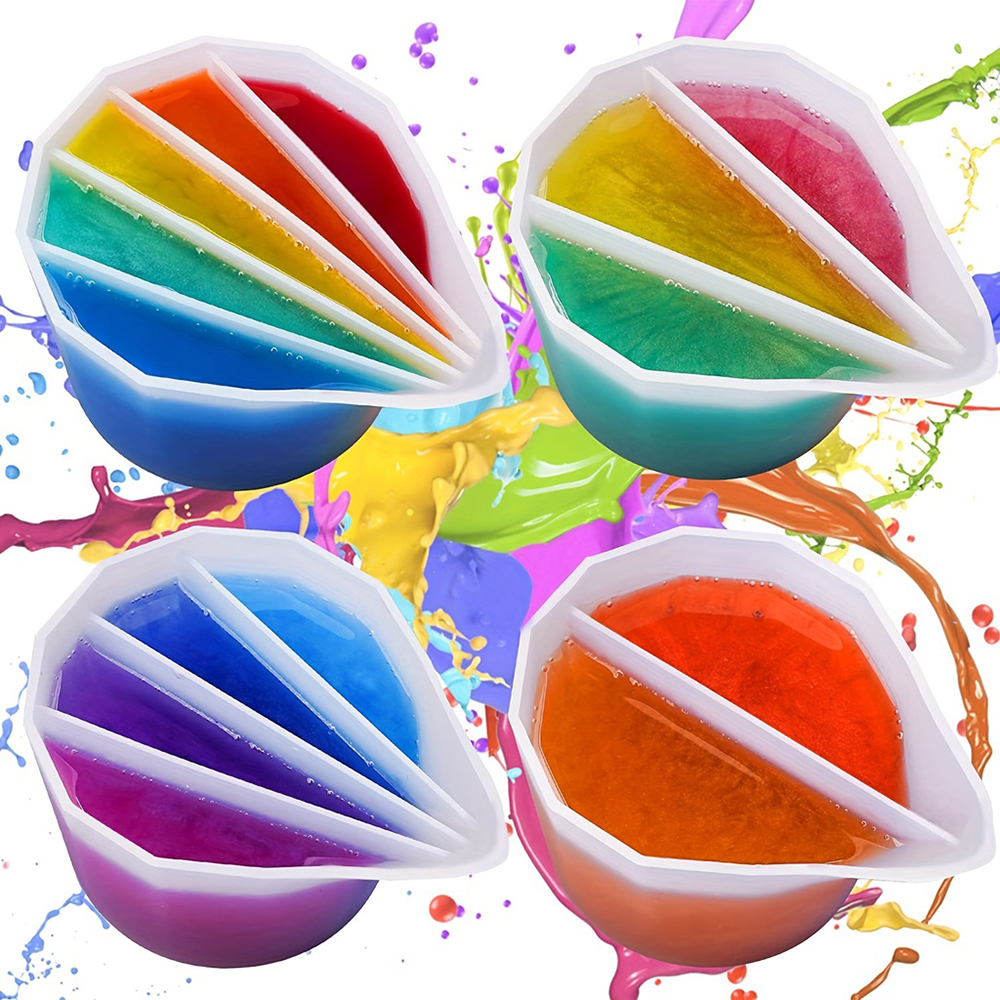 Resin Mixing Cup - 2/3/4/5 Grids Silicone Split Cup Epoxy