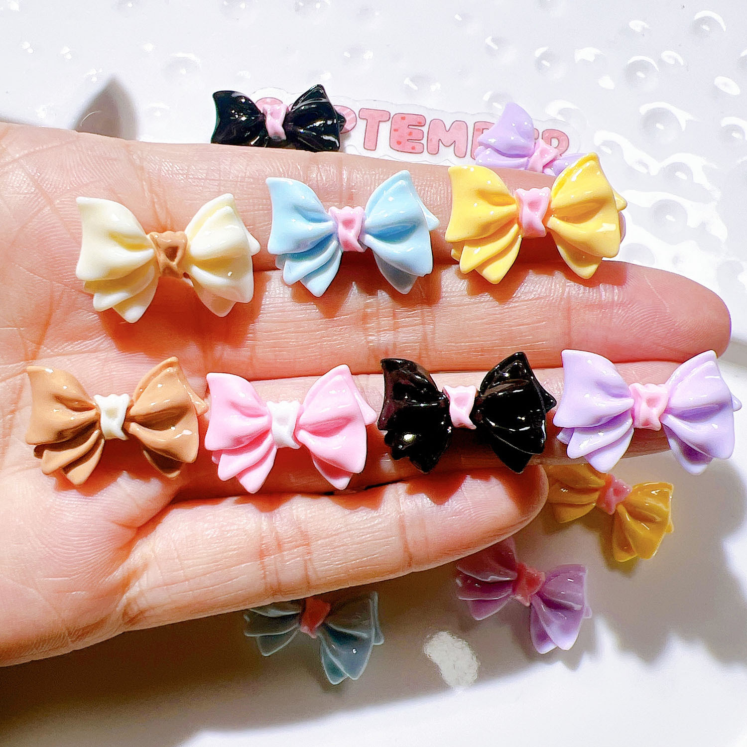 Resin Art Earrings Material - 10-30Pcs Color Glossy Bowknot Flat Back