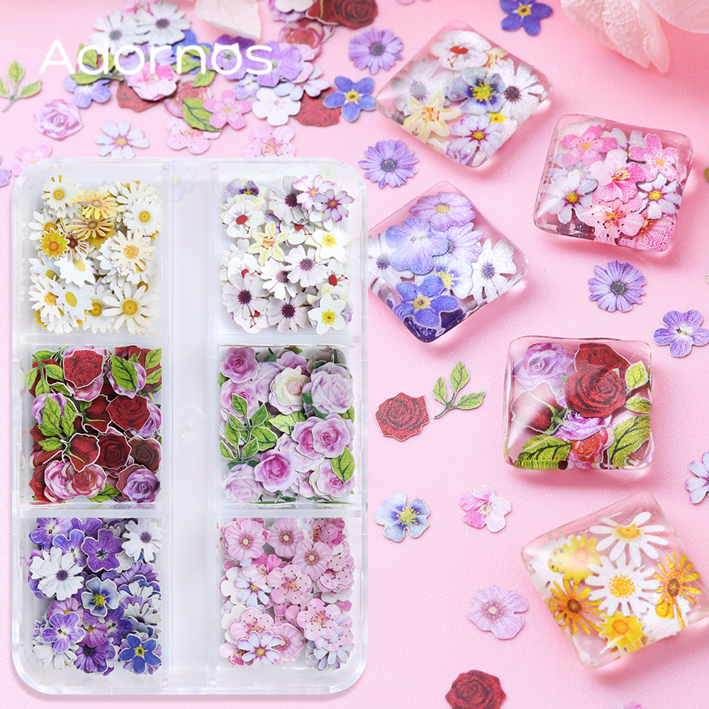 Resin Art Of Rose - 6 Grids Flowers Wood Pulp Chips