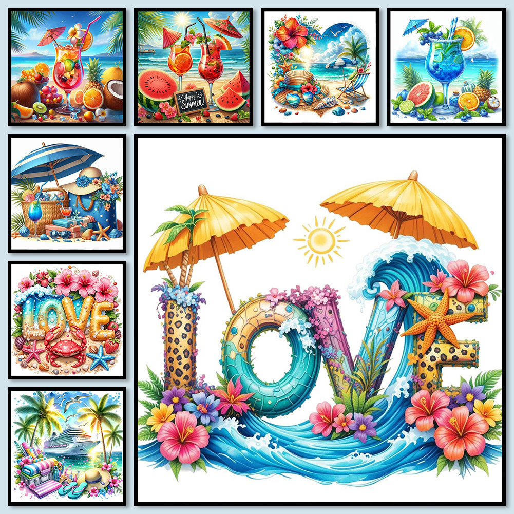 Resin Art Ideas - Summer Beach Full DIY 5D Round