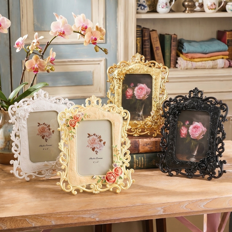Resin Art Table Top - Retro Picture Frame,Mini Antique Ornate Photo
