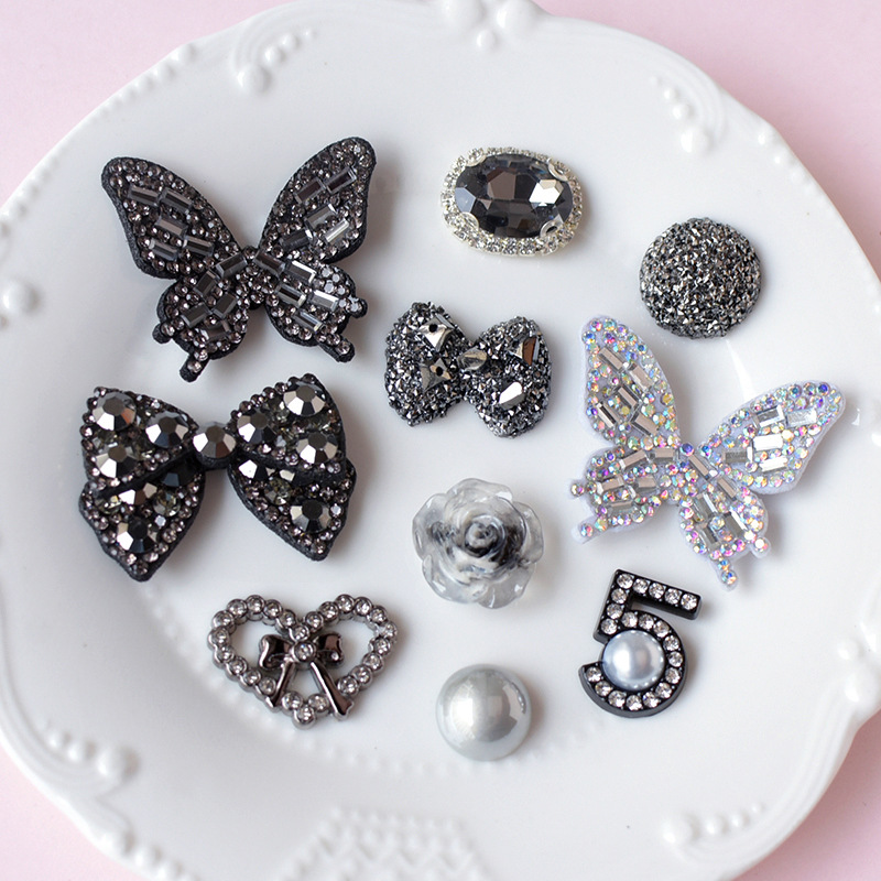 10Pcs Shining Black Butterfly  - Resin Art Earrings Material avis et prix
