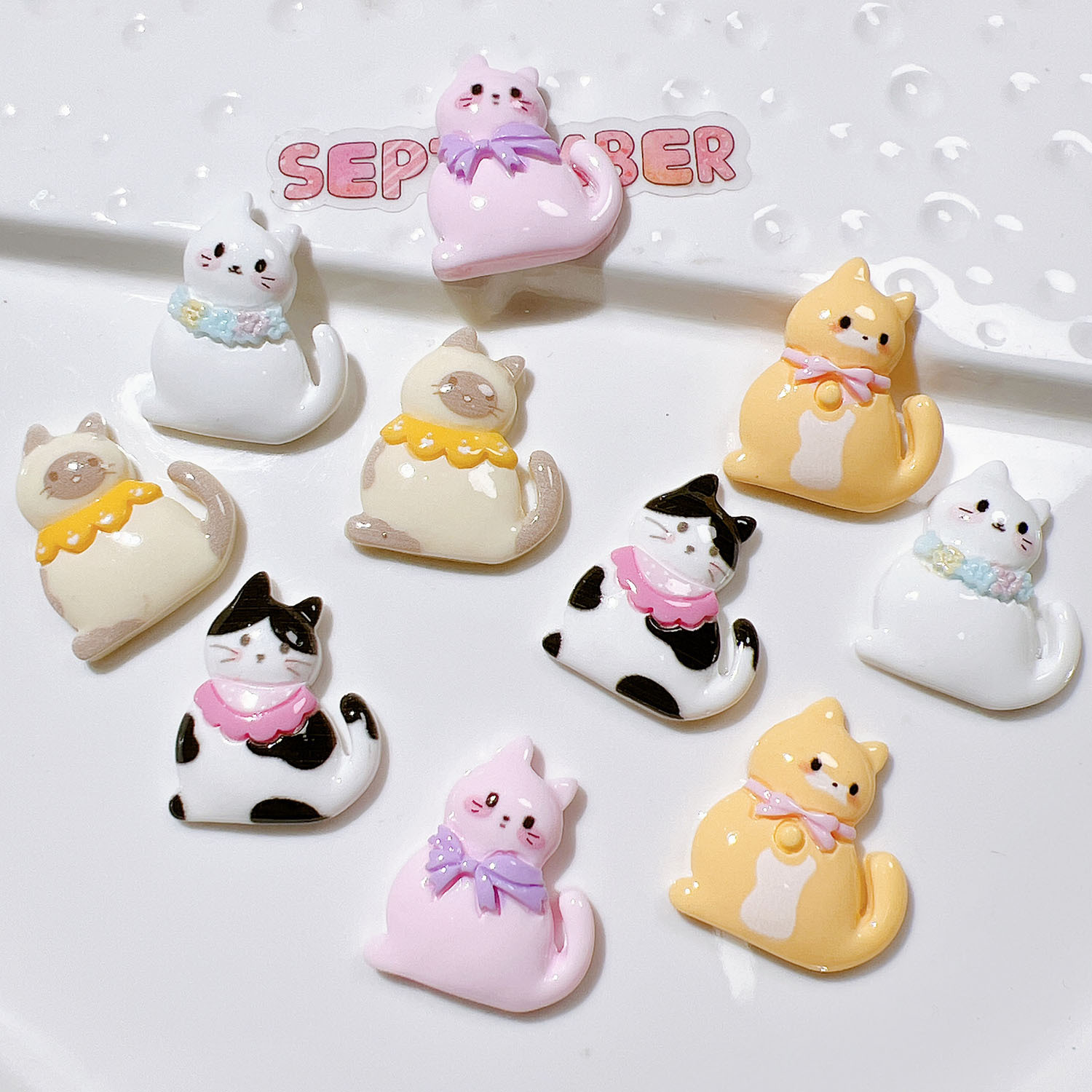 10/20Pcs Cute Bowknot Cat Flat - Resin Art Earrings Material avis et prix