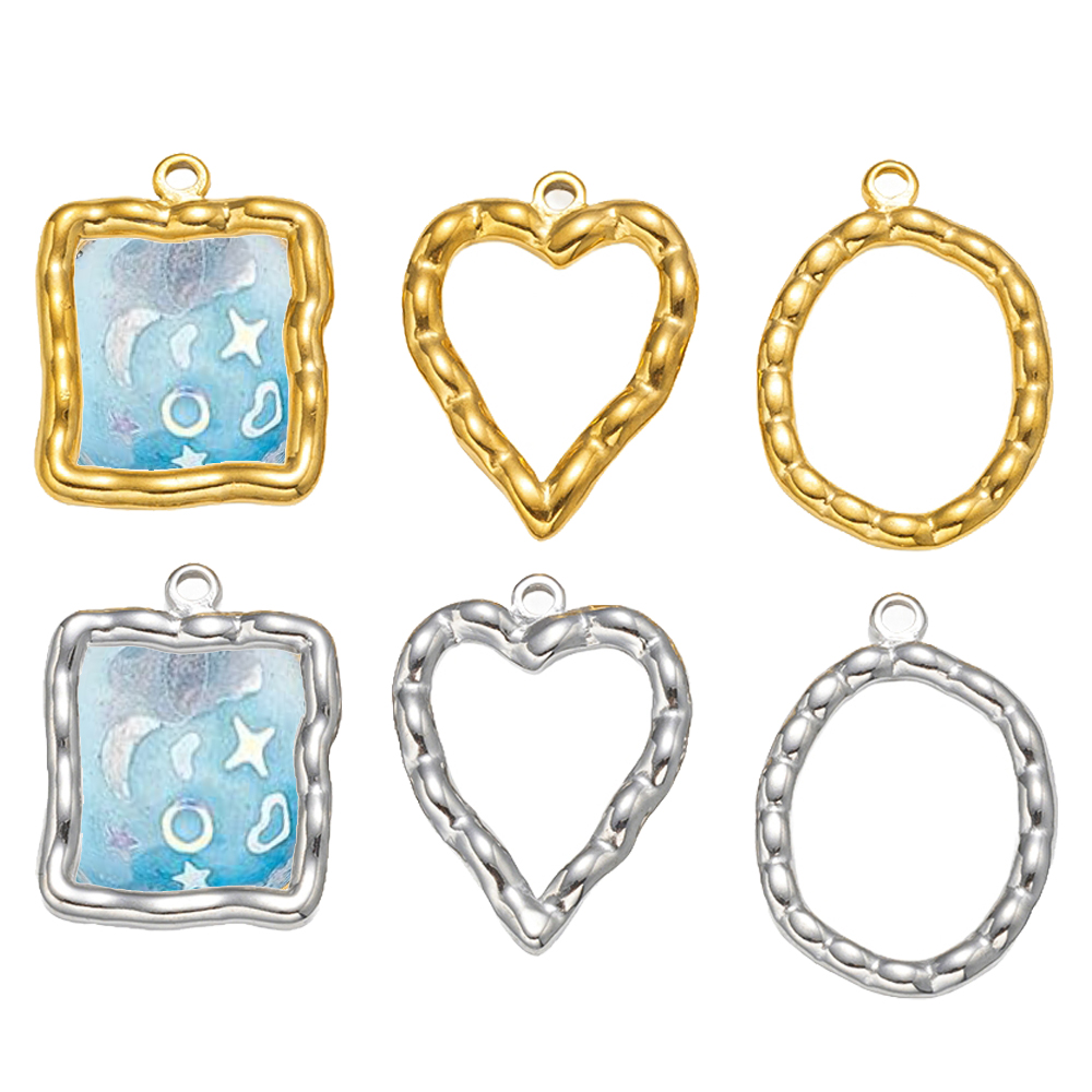 5pcs Stainless Steel Heart Rou - Resin Art Pendant avis et prix
