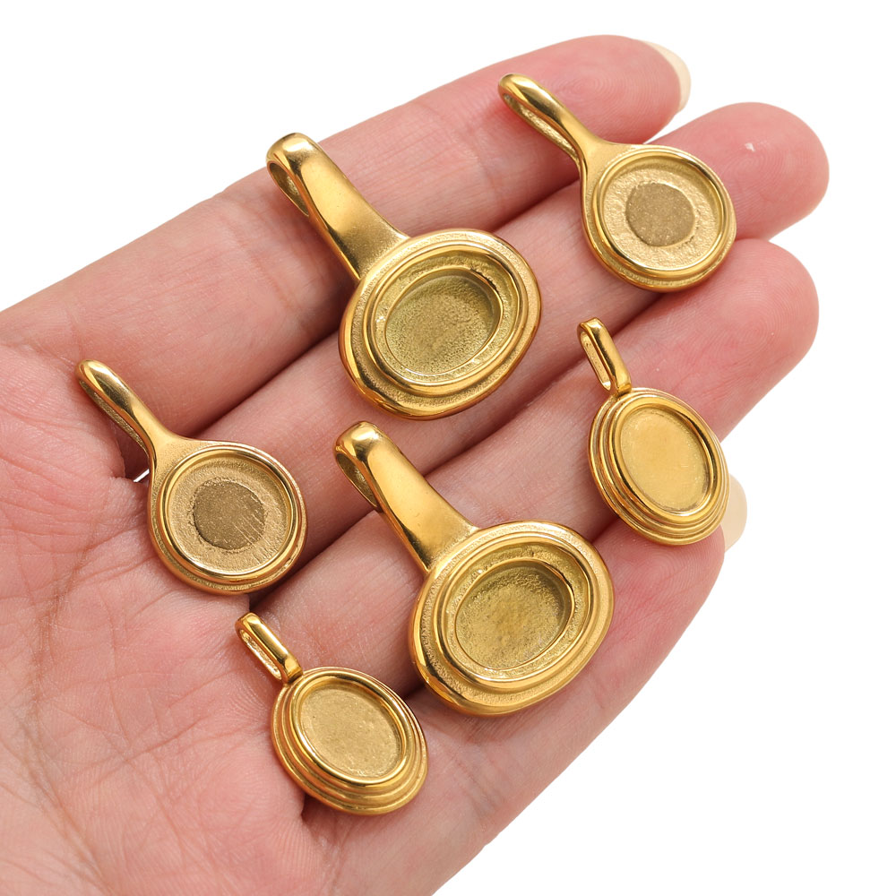 5pcs Stainless Steel Round Ova - Resin Art Pendant avis et prix
