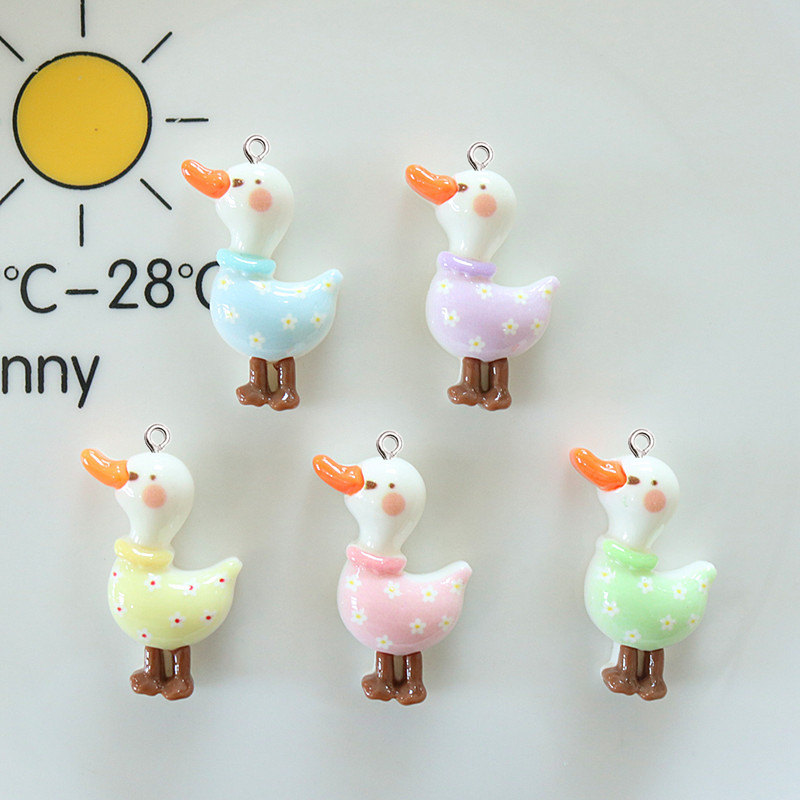 10Pcs Cute Glossy Glitter Duck - Resin Art Earrings Material avis et prix