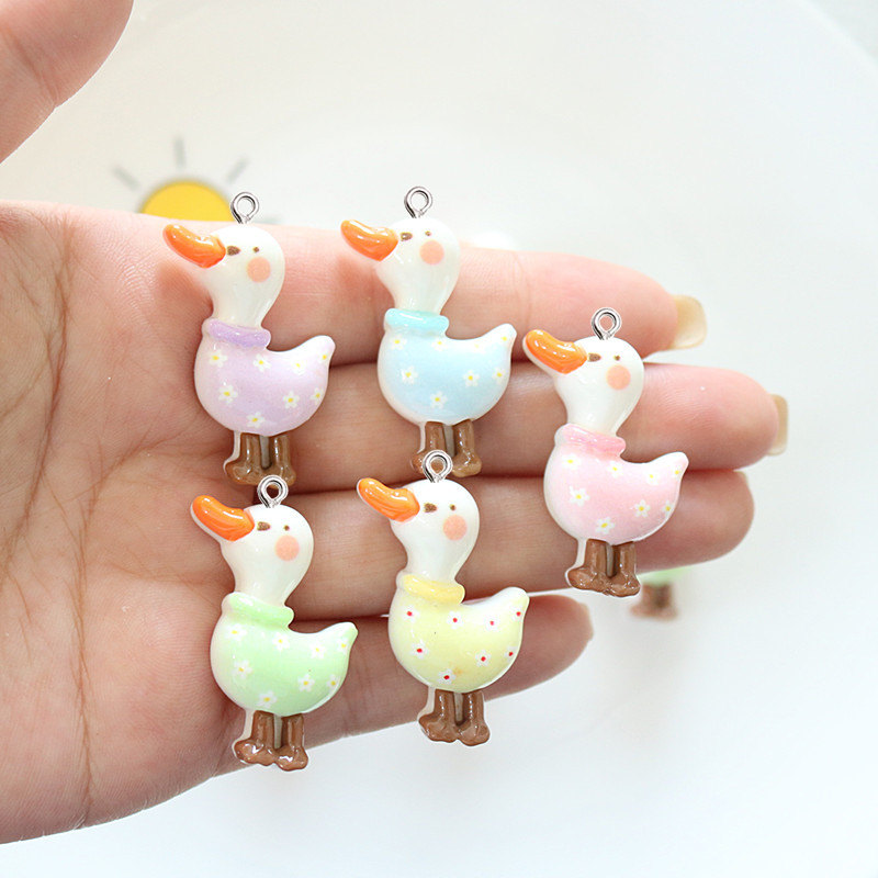 10Pcs Cute Glossy Glitter Duck - Resin Art Earrings Material avis et prix