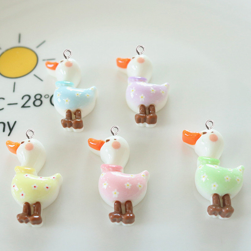 10Pcs Cute Glossy Glitter Duck - Resin Art Earrings Material avis et prix