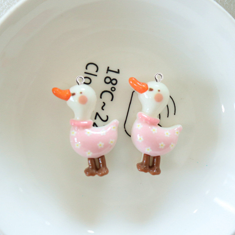 10Pcs Cute Glossy Glitter Duck - Resin Art Earrings Material avis et prix