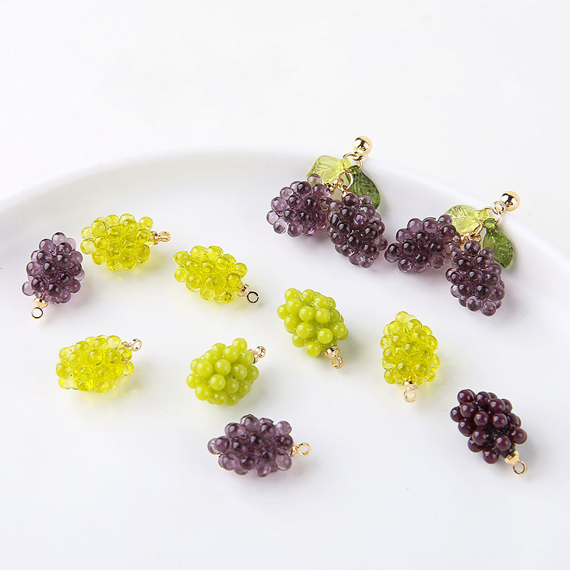 6pcs Cute Little Grapes Resin  - Resin Art Pendant avis et prix