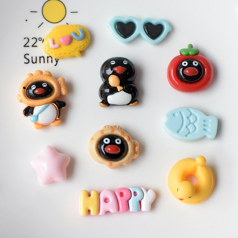 10Pcs Cute Penguin Fish Flatba - Resin Art Earrings Material avis et prix