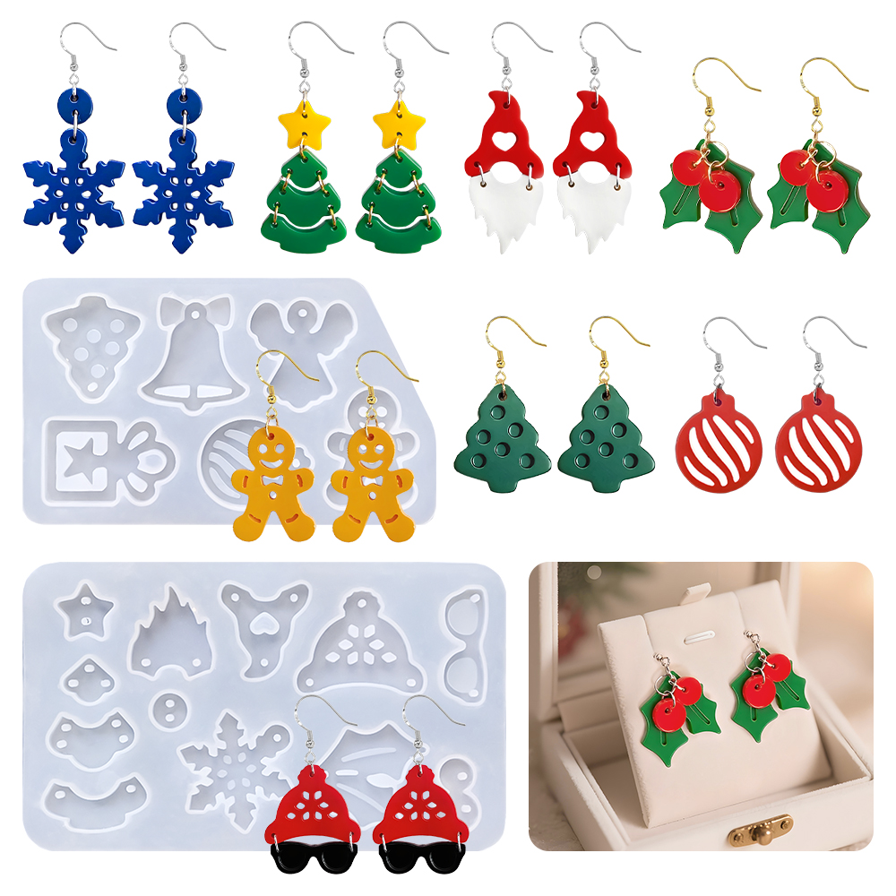 S0236 Christmas Tree Snowflake - Resin Art Earrings Material avis et prix