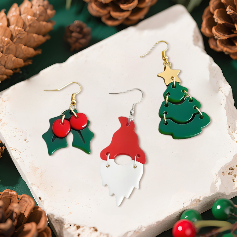 S0236 Christmas Tree Snowflake - Resin Art Earrings Material avis et prix