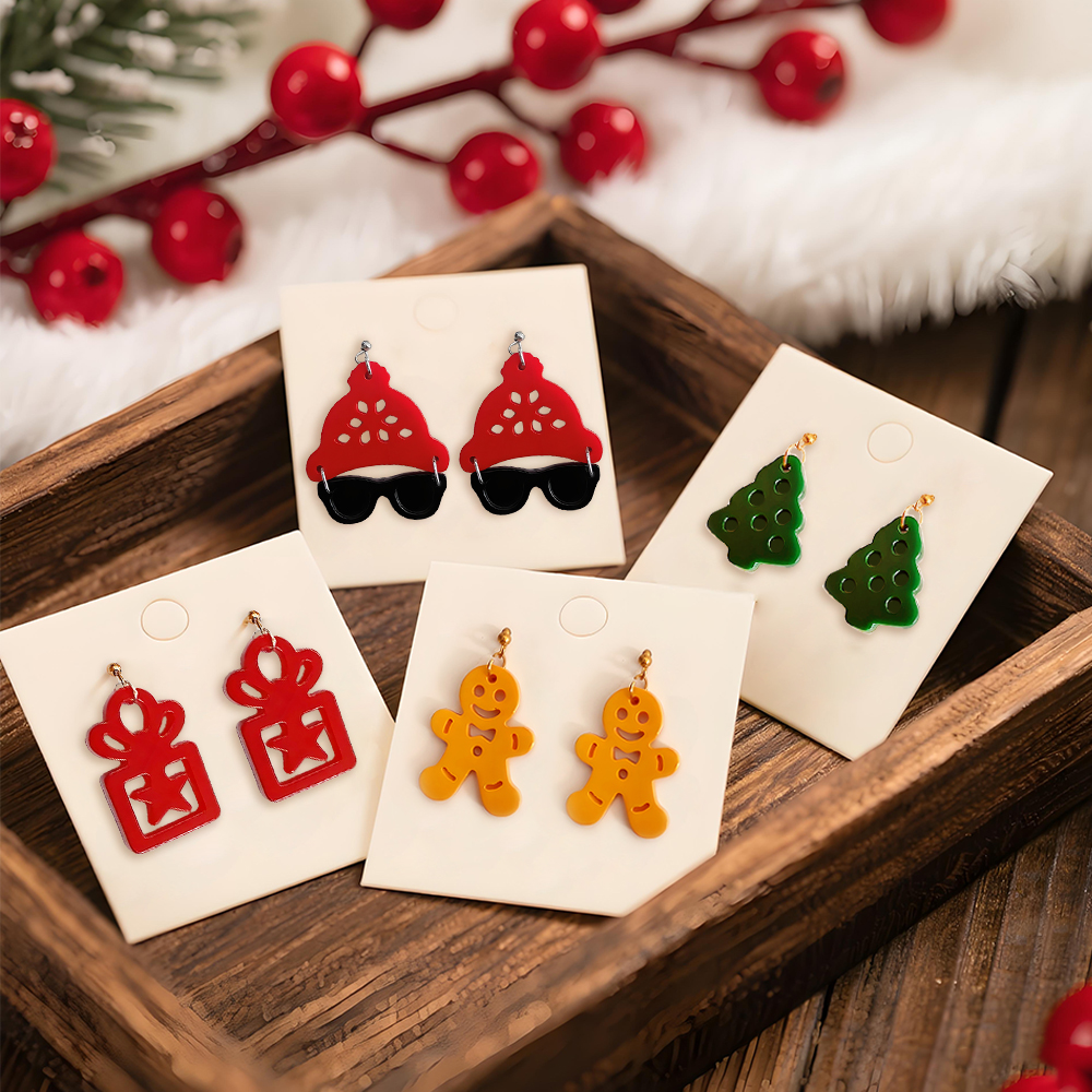 S0236 Christmas Tree Snowflake - Resin Art Earrings Material avis et prix