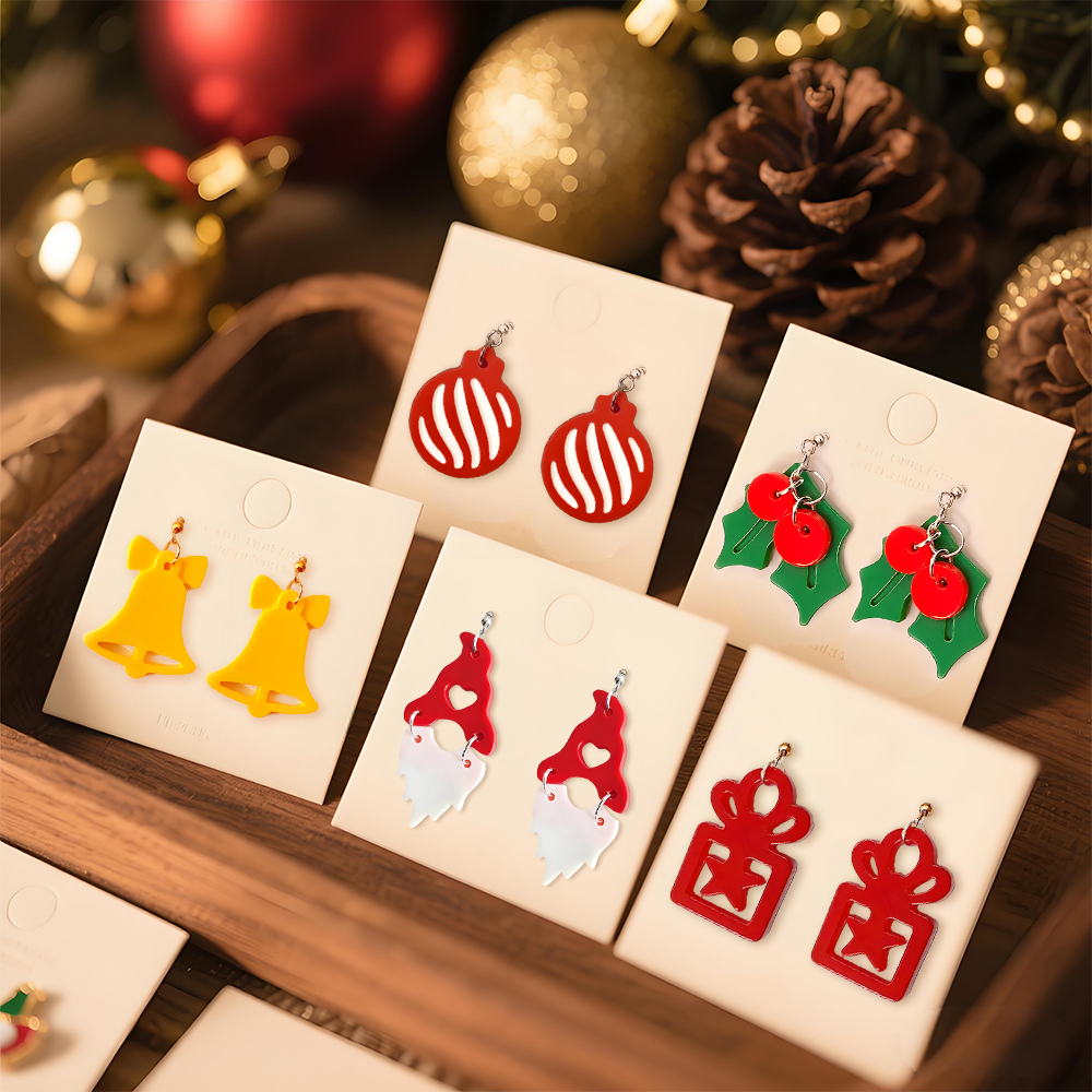 S0236 Christmas Tree Snowflake - Resin Art Earrings Material avis et prix