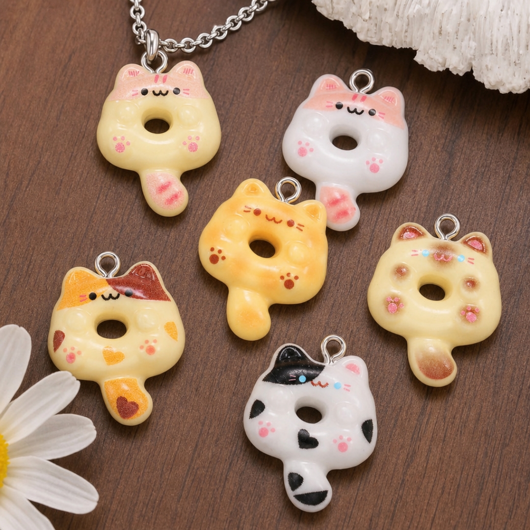10Pcs Kawaii Cartoon Cat Resin - Resin Art Pendant avis et prix
