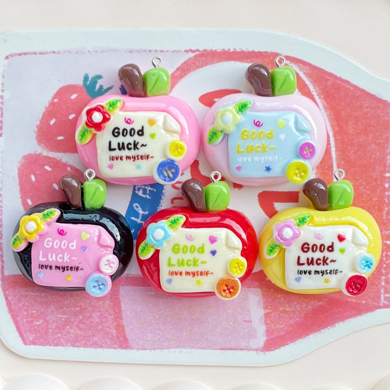 10Pcs Cute Lucky Red Apples Pl - Resin Art Earrings Material avis et prix