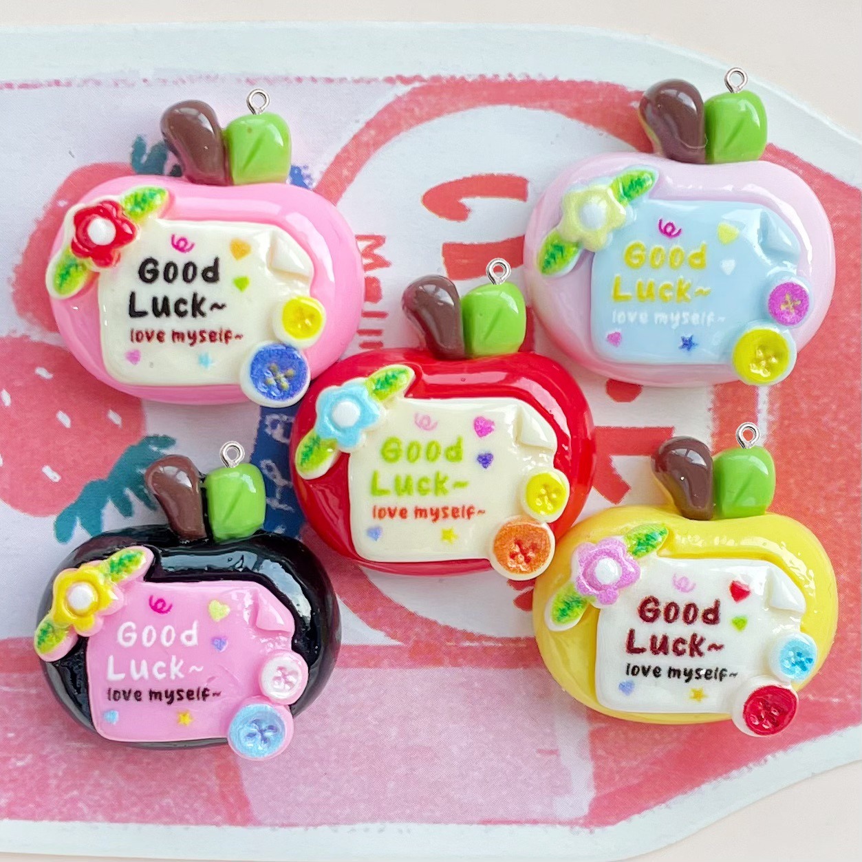 10Pcs Cute Lucky Red Apples Pl - Resin Art Earrings Material avis et prix