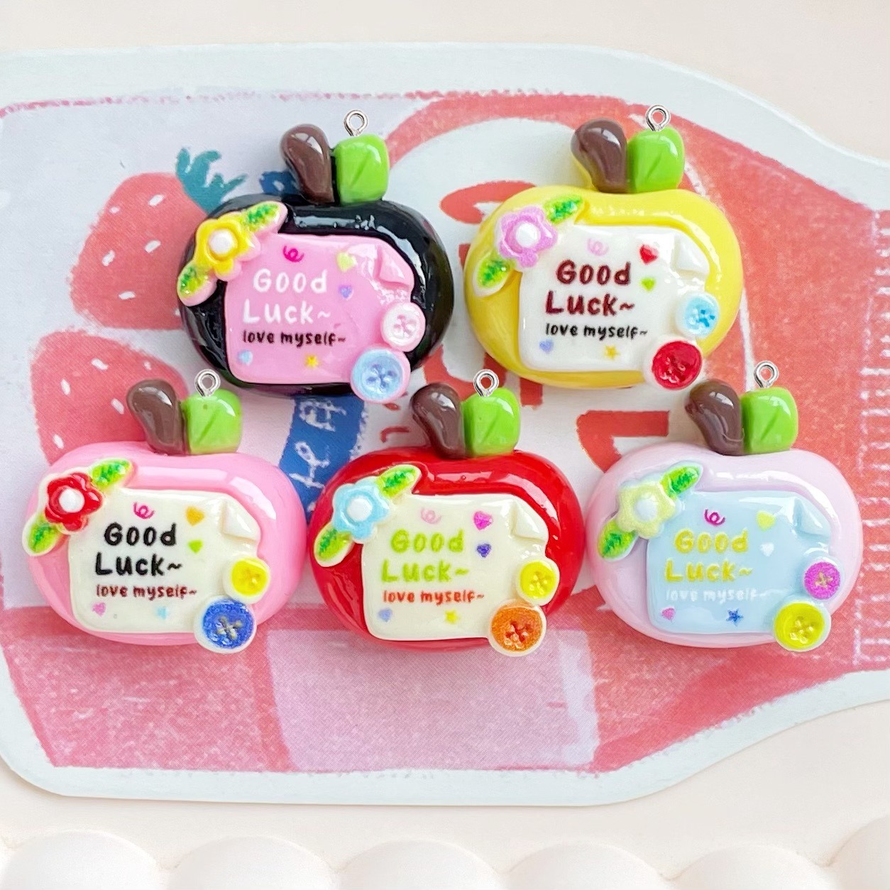 10Pcs Cute Lucky Red Apples Pl - Resin Art Earrings Material avis et prix