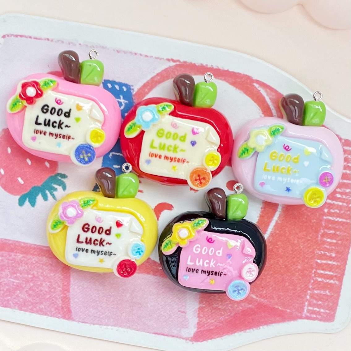 10Pcs Cute Lucky Red Apples Pl - Resin Art Earrings Material avis et prix