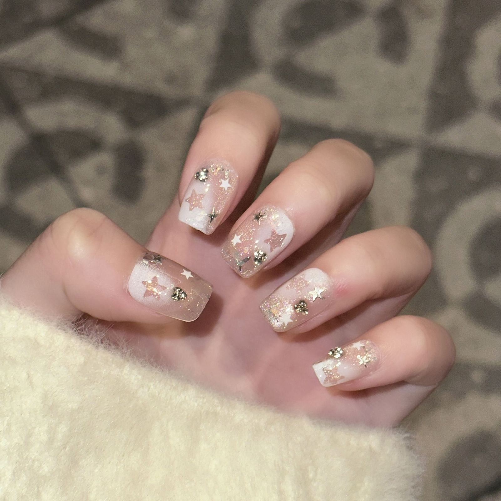10PCS Short Square Fake Nails  - Resin Art With Flowers avis et prix