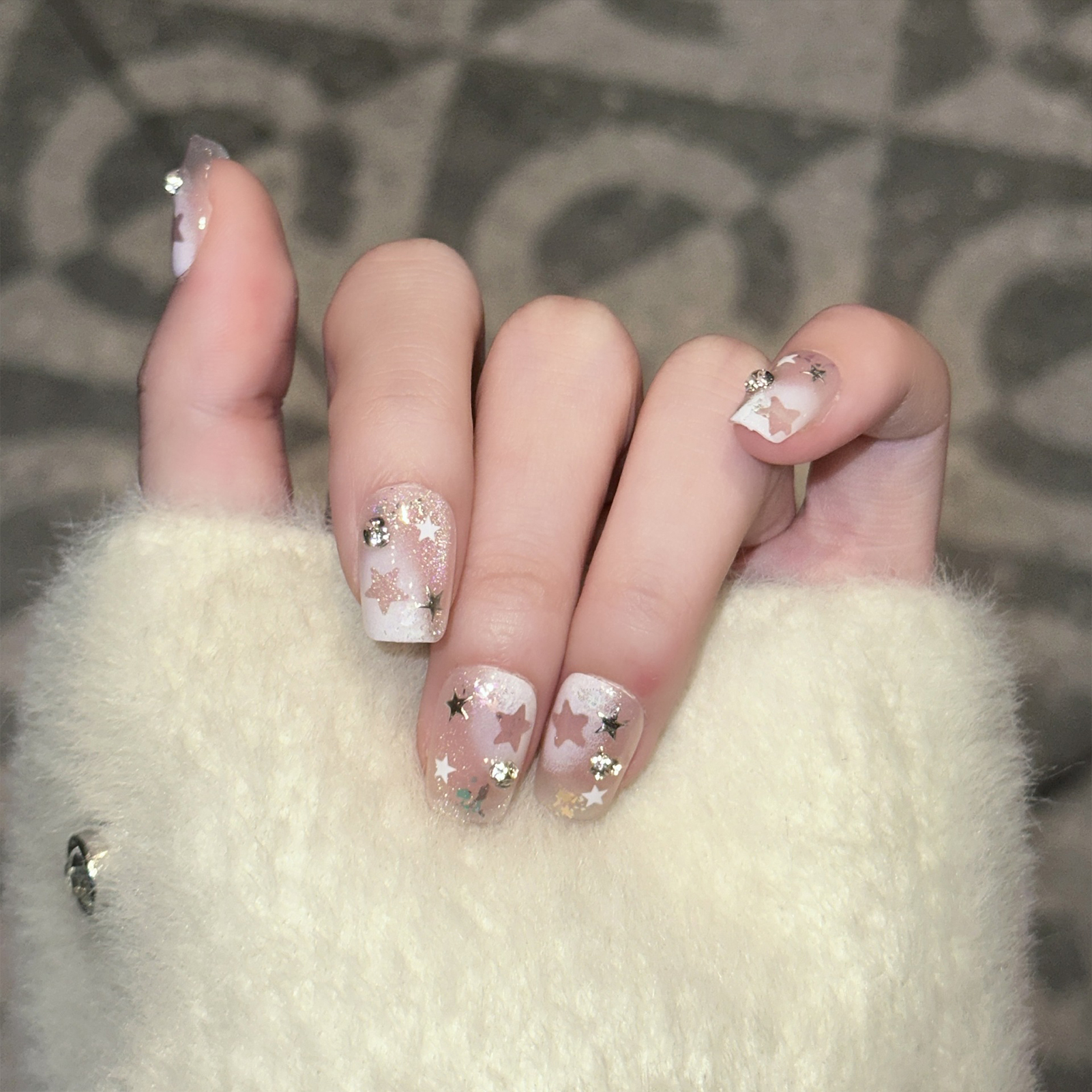 10PCS Short Square Fake Nails  - Resin Art With Flowers avis et prix