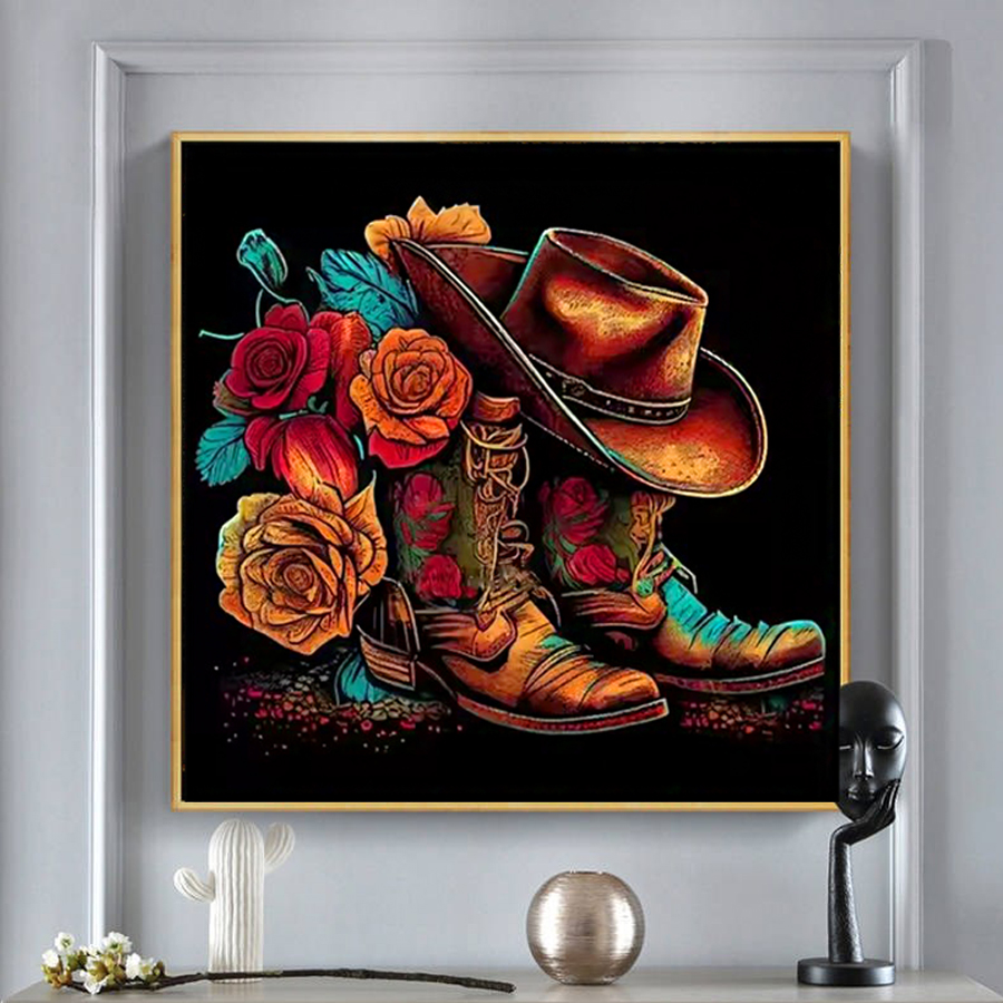 Cowboy Hat Boots Diamond Paint - Resin Art Of Rose avis et prix