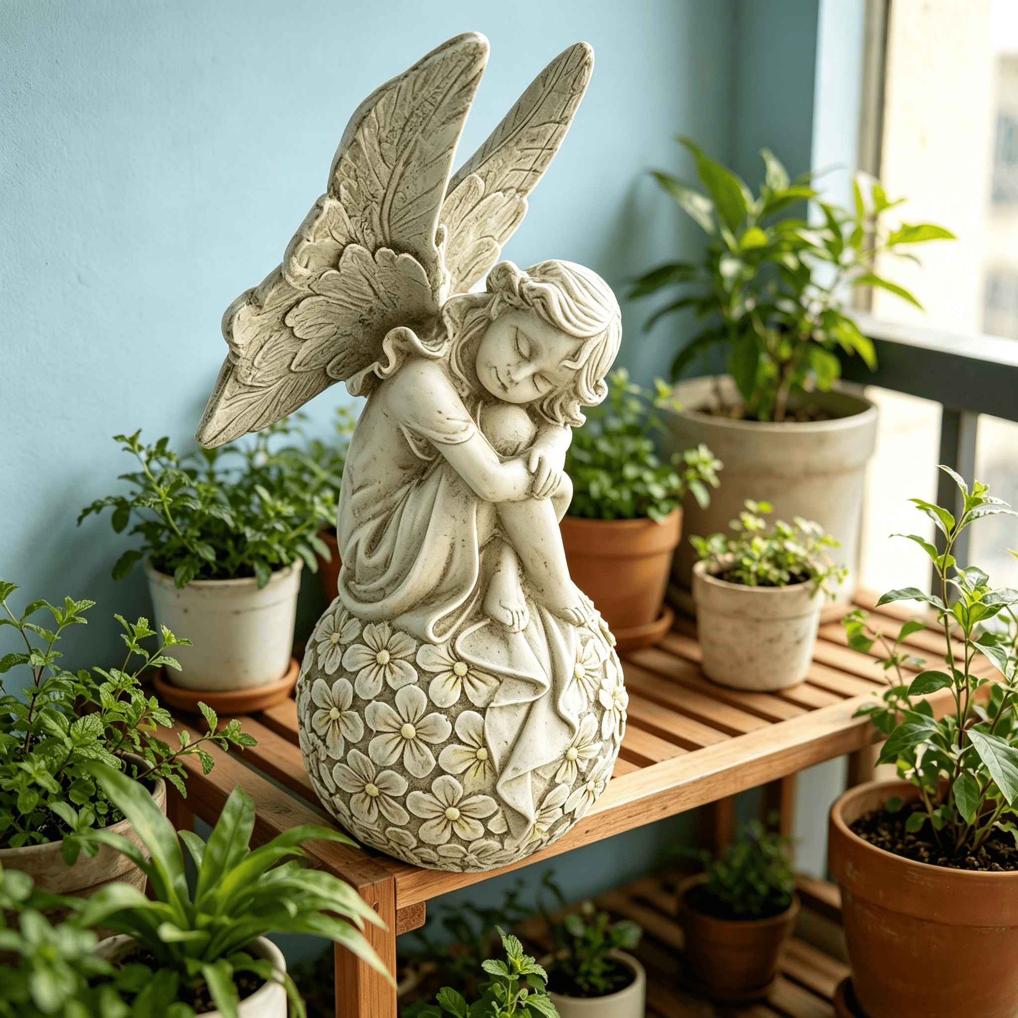 13.2-inch Garden Fairy Statue, - Resin Art With Flowers avis et prix