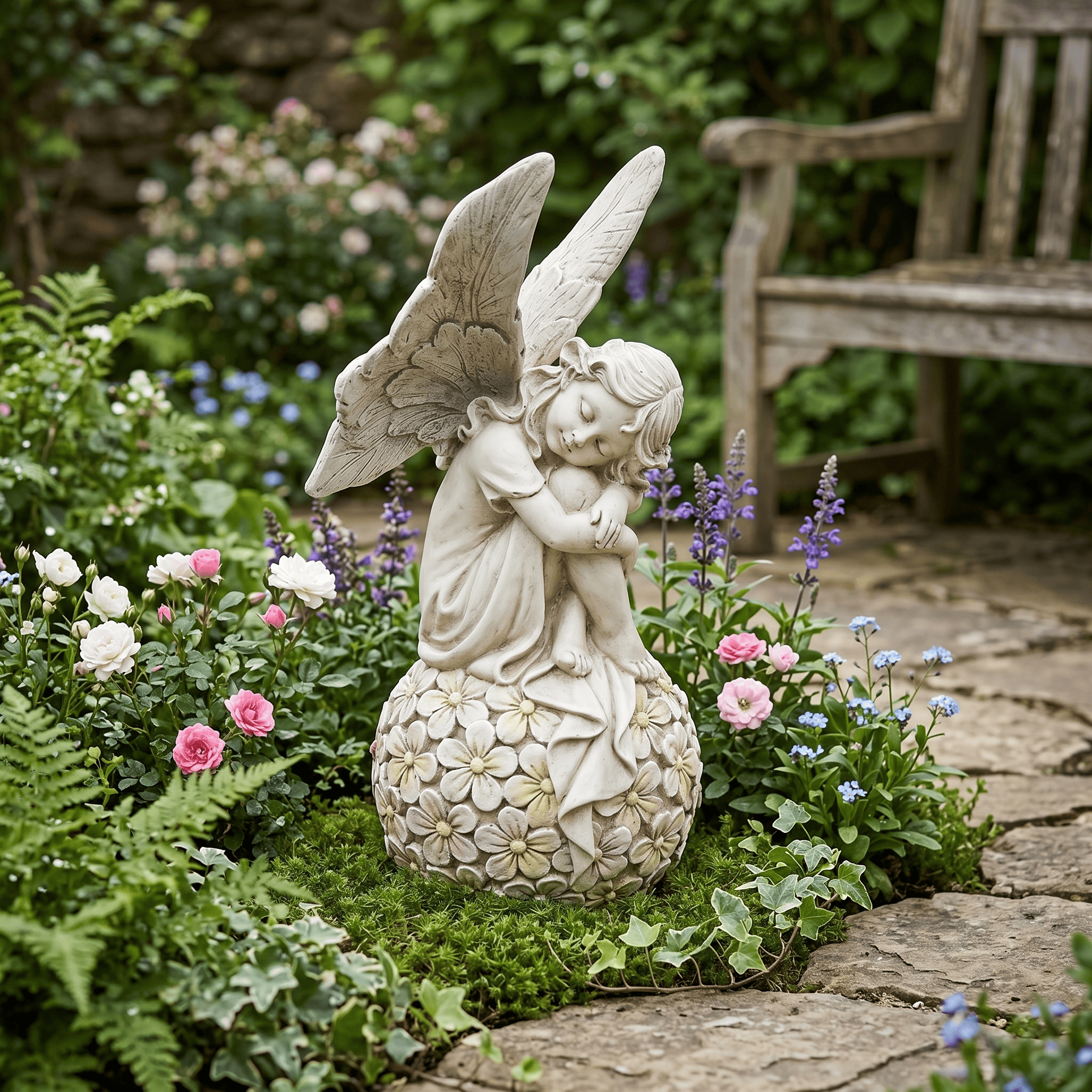 13.2-inch Garden Fairy Statue, - Resin Art With Flowers avis et prix