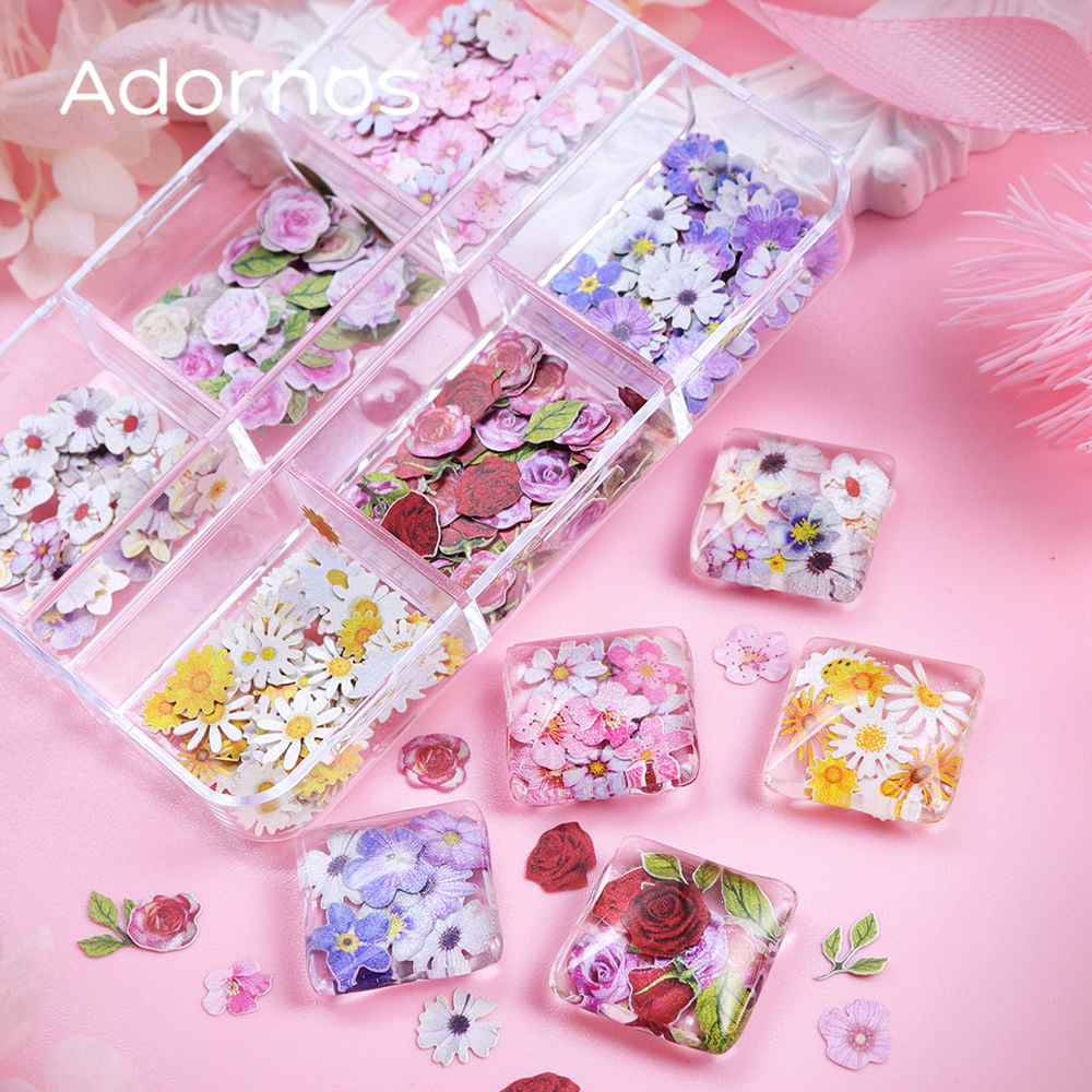 6 Grids Flowers Wood Pulp Chip - Resin Art Of Rose avis et prix