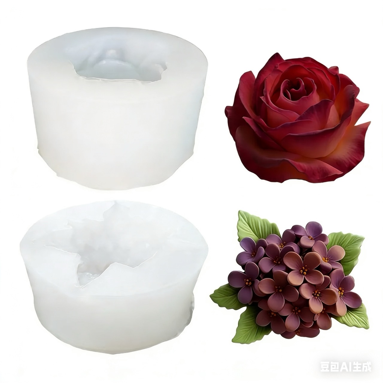 2-Piece 3D Rose and Lilac Sili - Resin Art Of Rose avis et prix