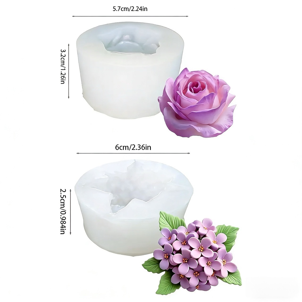2-Piece 3D Rose and Lilac Sili - Resin Art Of Rose avis et prix