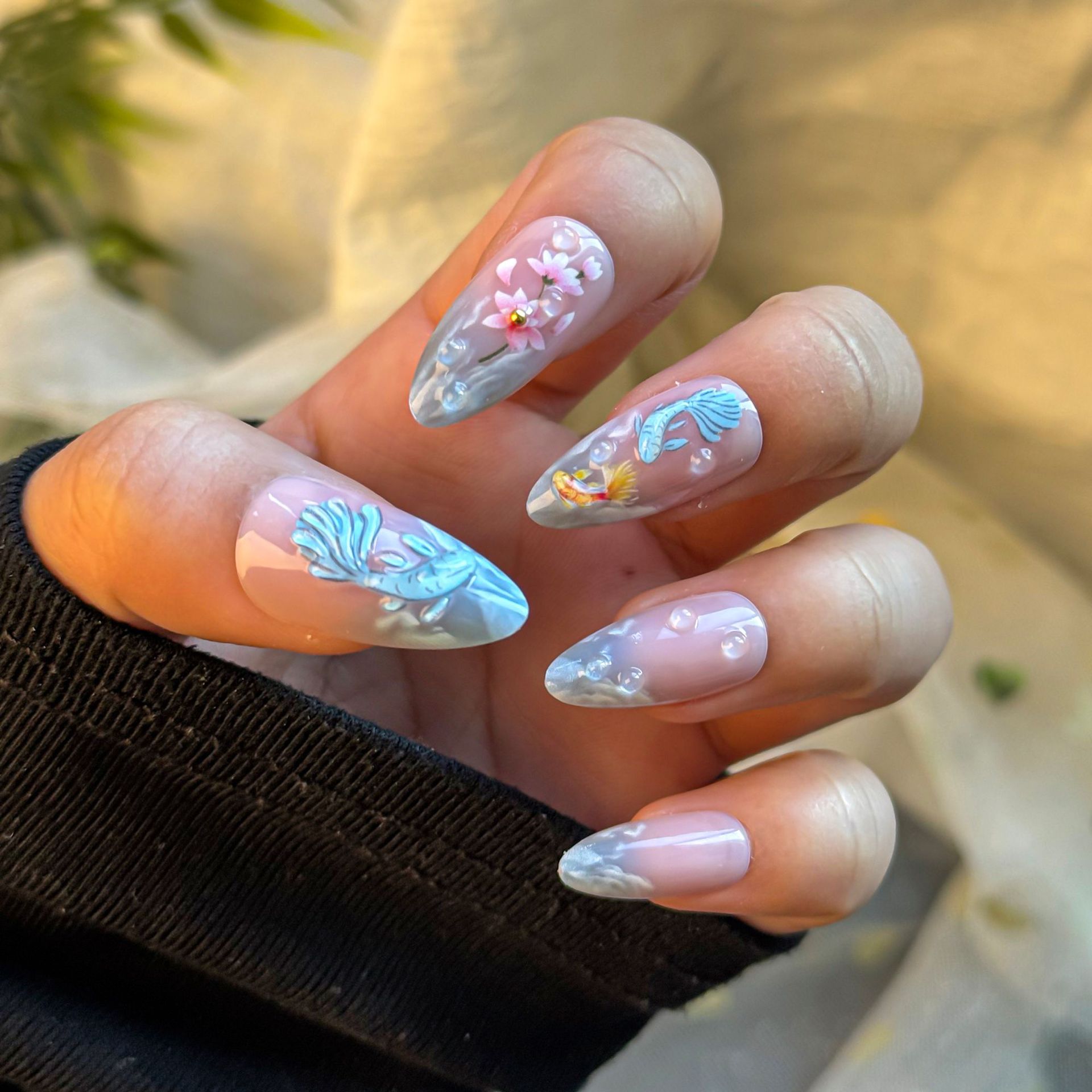 24pcs hot selling koi nail art - Resin Art With Flowers avis et prix