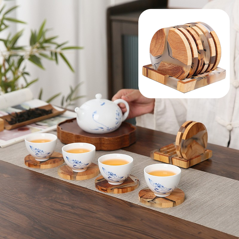 6Pcs Ink Style Tea Cup Coaster - Resin Mixing Cup avis et prix