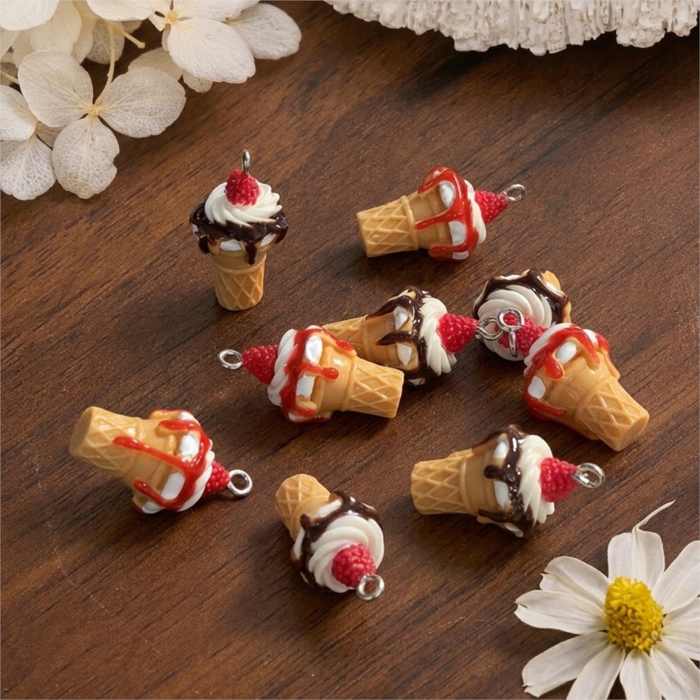 10Pcs Cute 3D Simulation Food  - Resin Art Pendant avis et prix