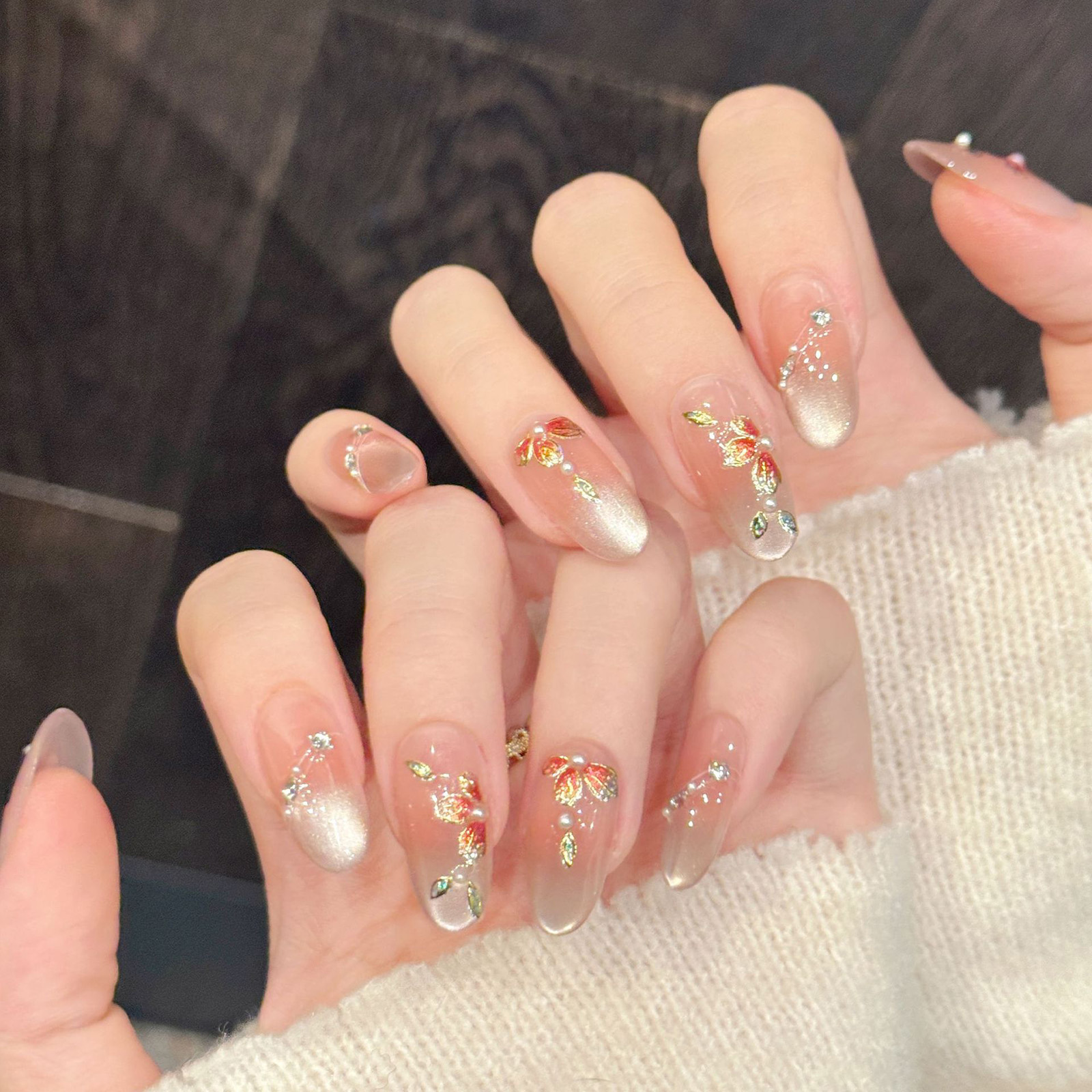 10pcs Handmade Fake Nails Pres - Resin Art With Flowers avis et prix